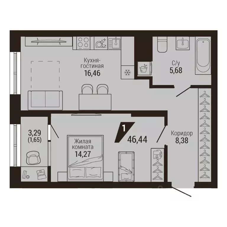 1-к кв. Свердловская область, Екатеринбург Центральный жилрайон, Дом 7 ... - Фото 2