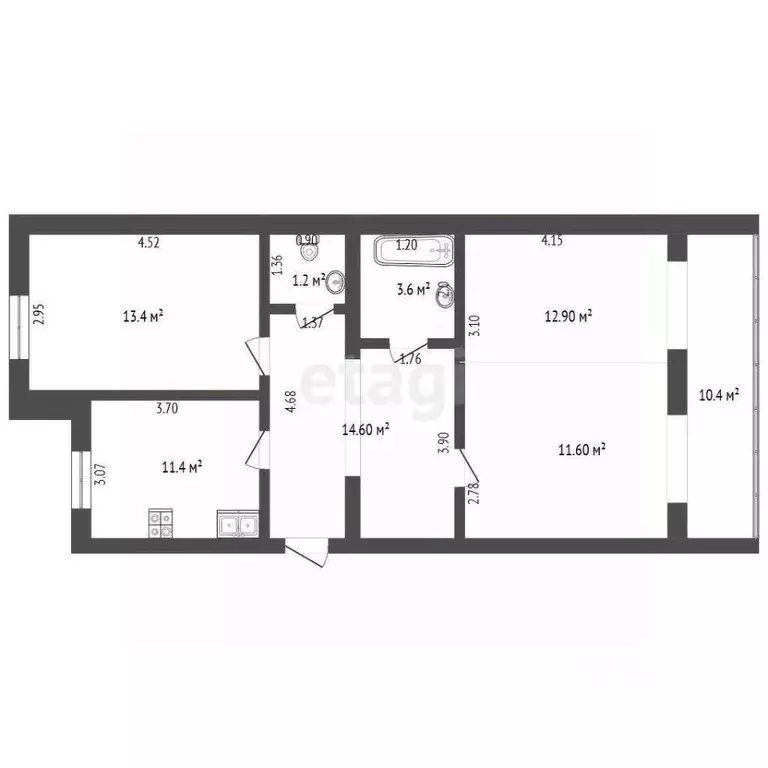 2-к кв. Ростовская область, Таганрог Инициативная ул., 54А (80.0 м) - Фото 2