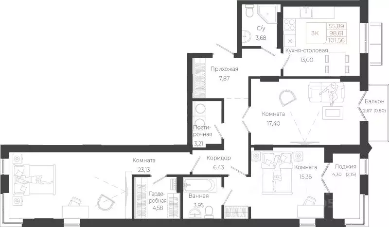 3-к кв. Алтай, Майминский район, с. Майма ул. Энергетиков (101.56 м) - Фото 0