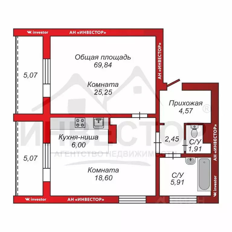 2-к кв. Челябинская область, Челябинск ул. 2-я Эльтонская, 59В (70.0 ... - Фото 0