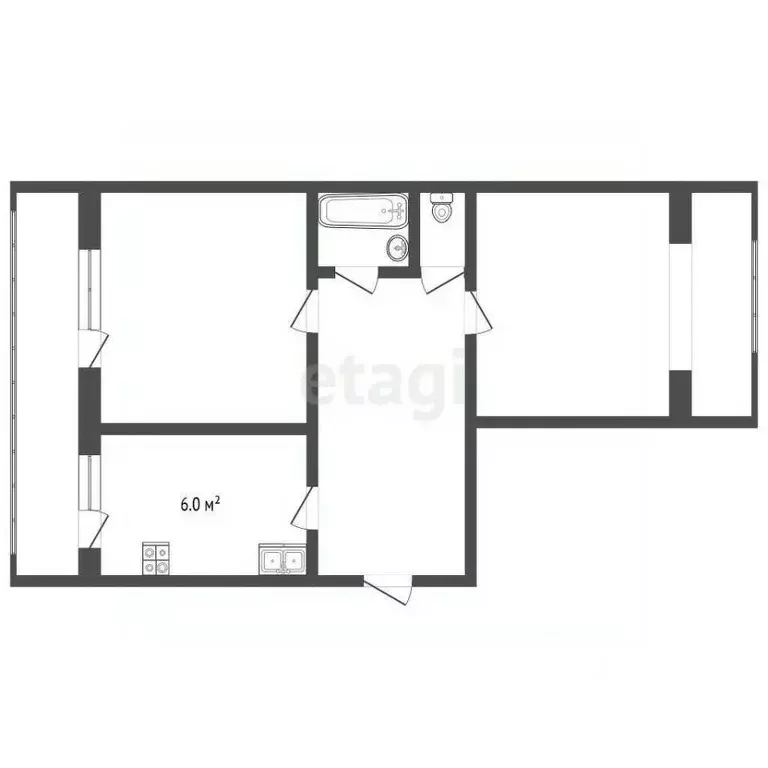 2-к кв. Ставропольский край, Кисловодск ул. Островского (55.2 м) - Фото 1