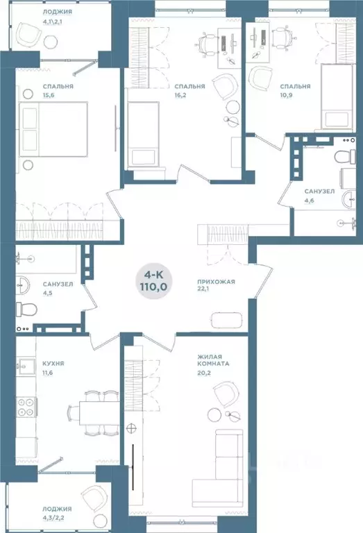 4-к кв. Красноярский край, Красноярск Свердловская ул., 6Е (110.0 м) - Фото 1