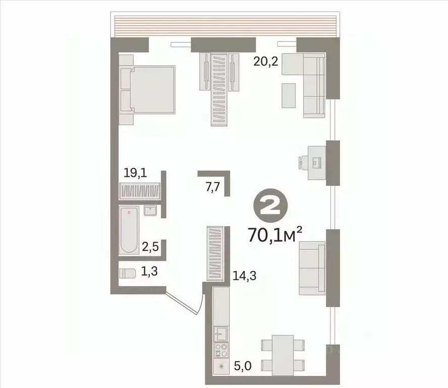 3-к кв. Новосибирская область, Новосибирск Выборная ул., 154/2 (70.1 ... - Фото 2