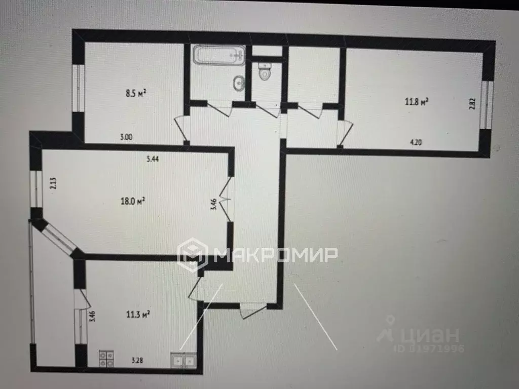 3-к кв. Ханты-Мансийский АО, Сургут Югорская ул., 7 (71.4 м) - Фото 2