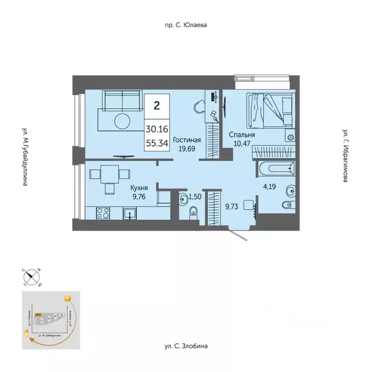 3-к кв. Башкортостан, Уфа ул. Художника Позднова, 13 (54.9 м) - Фото 1