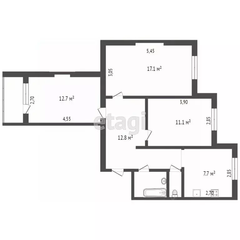 3-к кв. Ямало-Ненецкий АО, Новый Уренгой Советский мкр, 7/2 (65.1 м) - Фото 2