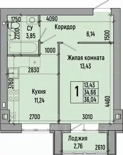 1-к кв. Волгоградская область, Волгоград Долина-2 жилрайон,  (36.04 м) - Фото 0