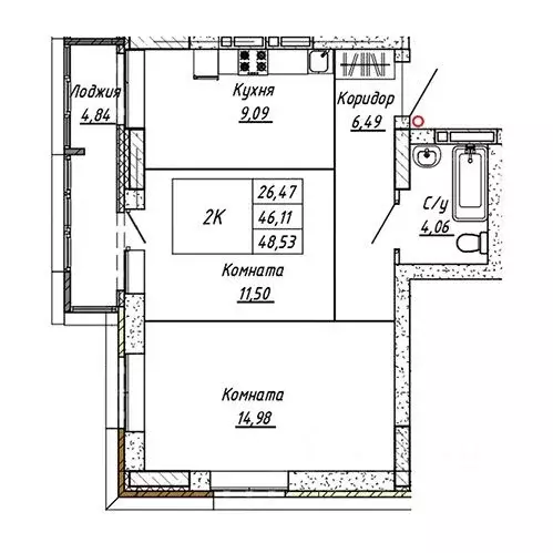 2-к кв. Алтайский край, Барнаул ул. Шевченко, 135 (48.53 м) - Фото 1