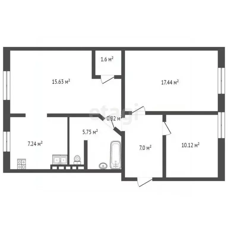 3-к кв. Ямало-Ненецкий АО, Ноябрьск просп. Мира, 6 (65.4 м) - Фото 2