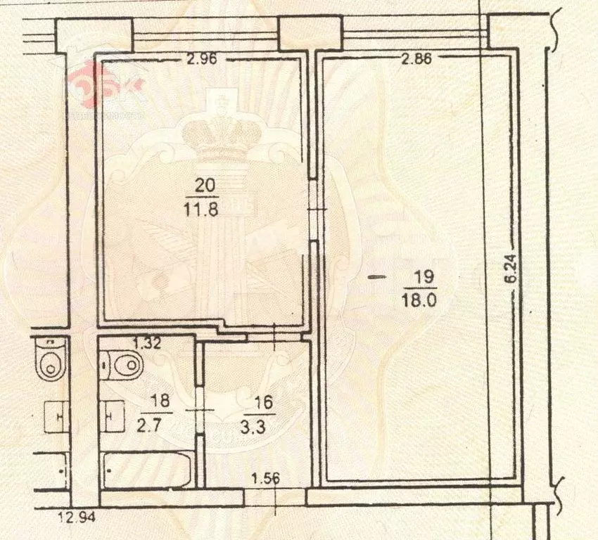 1-к. квартира, 35,8 м, 5/5 эт. - Фото 0