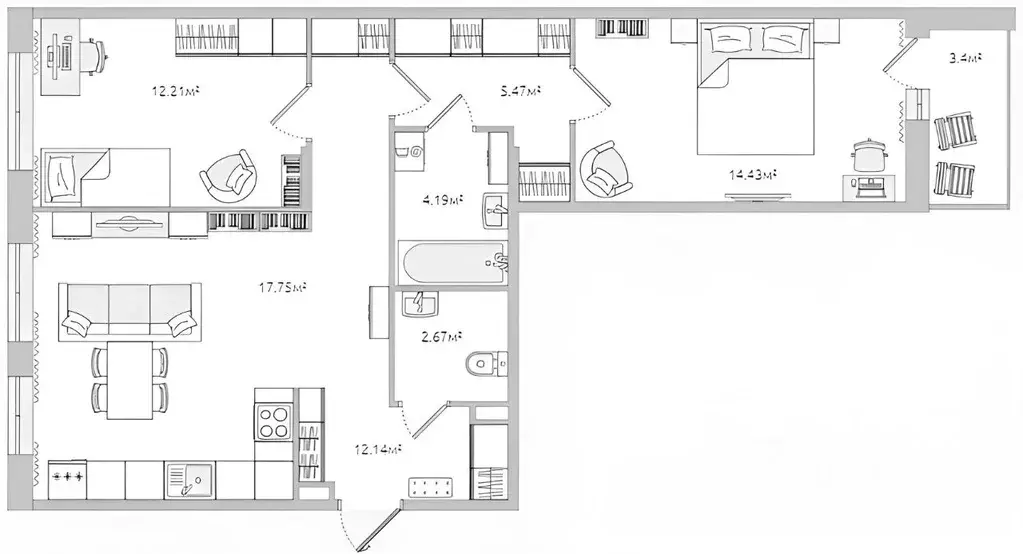 2-к кв. Санкт-Петербург Белоостровская ул., 10к1 (74.0 м) - Фото 2