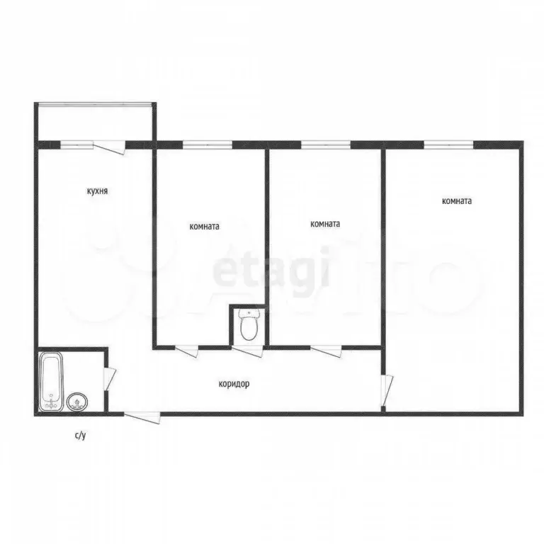 3-к. квартира, 54 м, 1/3 эт. - Фото 0