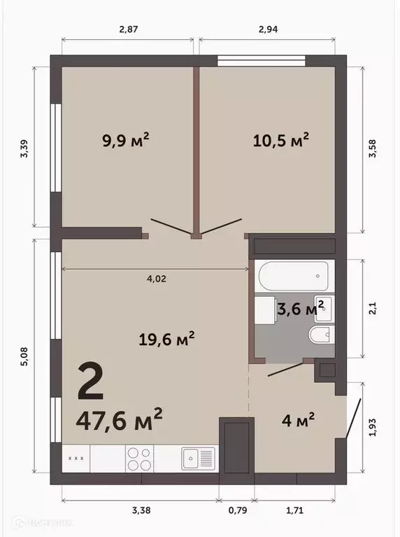Продаётся 2-к квартира, 47.6 м - Фото 0