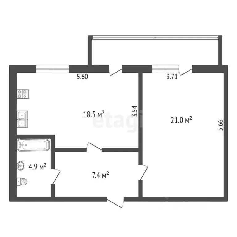 1-к кв. Татарстан, Набережные Челны Московский просп., 130Б (55.6 м) - Фото 2