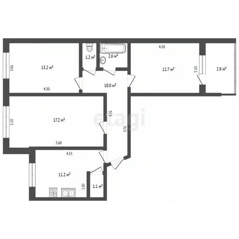 3-к кв. Московская область, Луховицы муниципальный округ, пос. ... - Фото 1