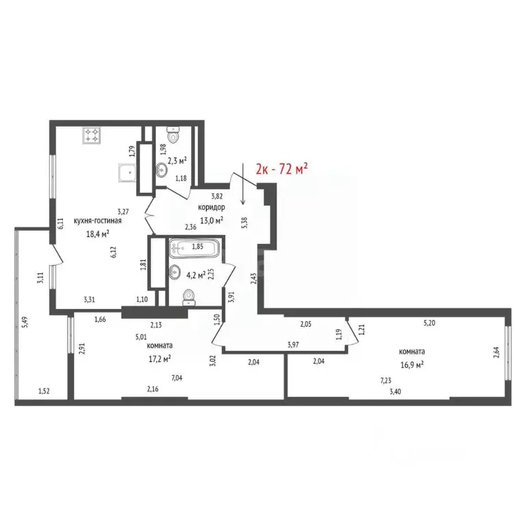 2-к кв. Свердловская область, Екатеринбург ул. Московская, 75 (72.0 м) - Фото 2