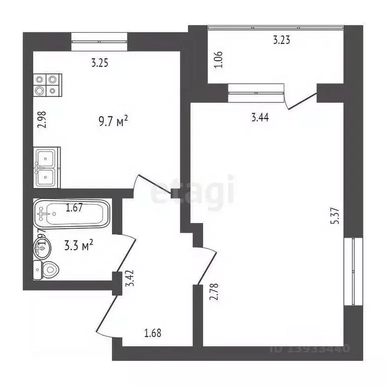 1-к кв. Тюменская область, Тюменский муниципальный округ, Богандинский ... - Фото 2