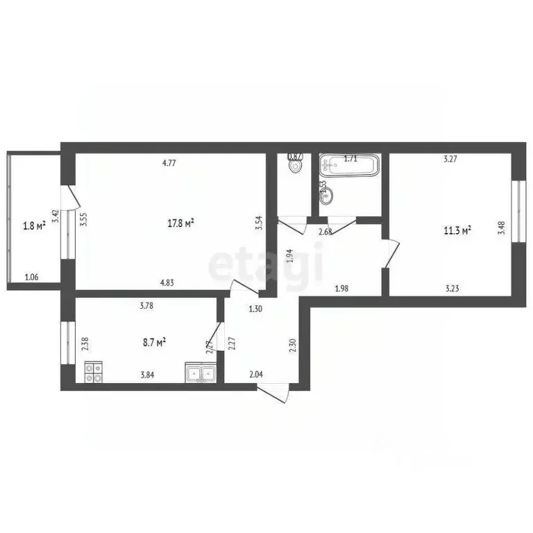 2-к кв. Тамбовская область, Тамбов городской округ, пос. Строитель, ... - Фото 2