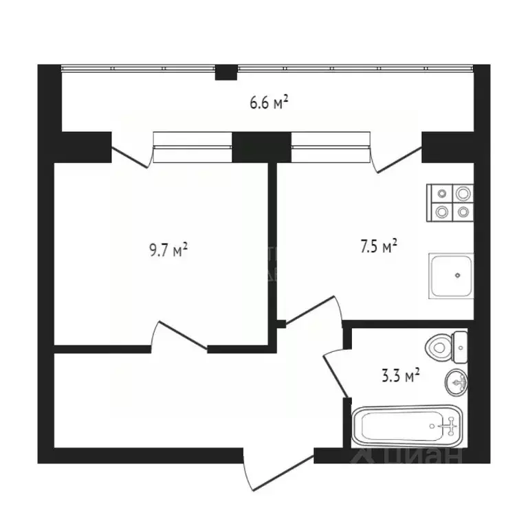 1-к кв. Тюменская область, Тюмень ул. Надира Сагдеева, 8 (30.0 м) - Фото 1