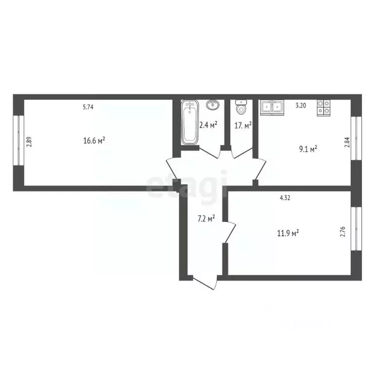 2-к кв. Марий Эл, Звенигово ул. Бутякова, 102 (49.5 м) - Фото 2