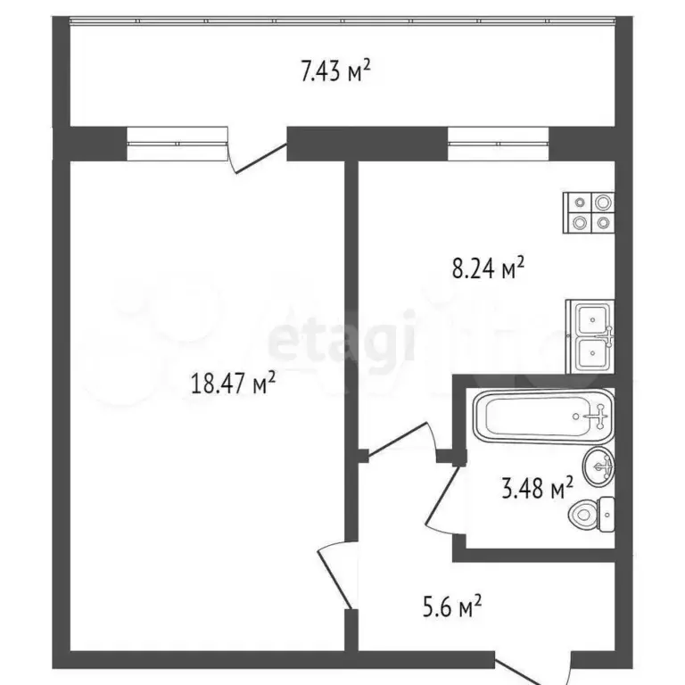 1-к. квартира, 35,7 м, 8/10 эт. - Фото 1