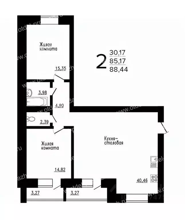 3-к кв. Воронежская область, Семилуки ул. Маяковского, 37/2 (81.0 м) - Фото 0