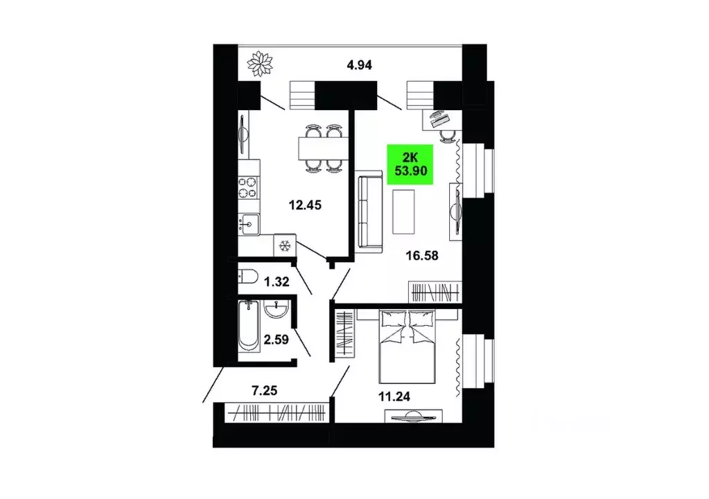 2-к кв. Кировская область, Кирово-Чепецкий район, Федяковское с/пос, ... - Фото 1
