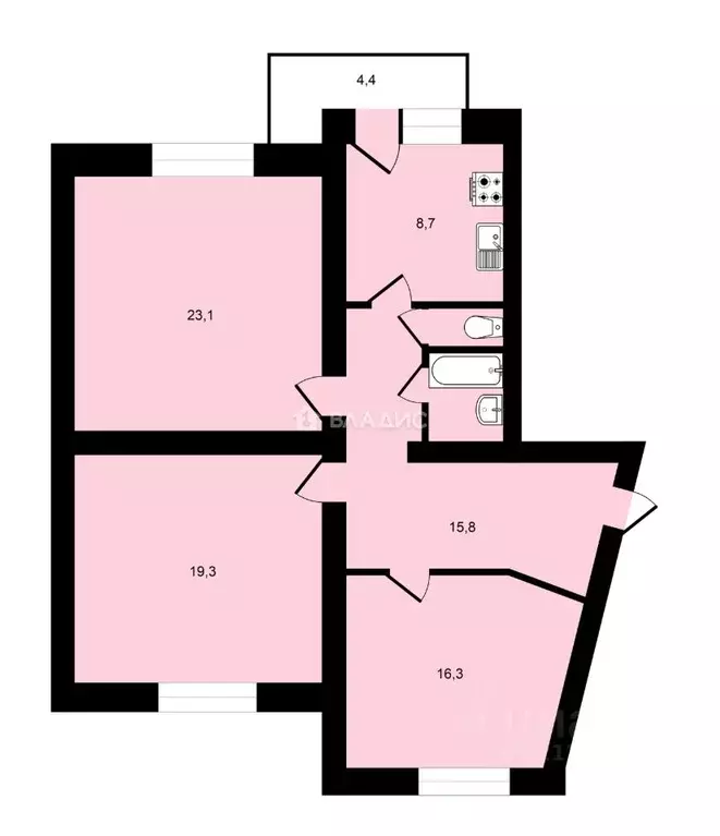 3-к кв. Санкт-Петербург просп. Культуры, 22К2 (87.3 м) - Фото 1