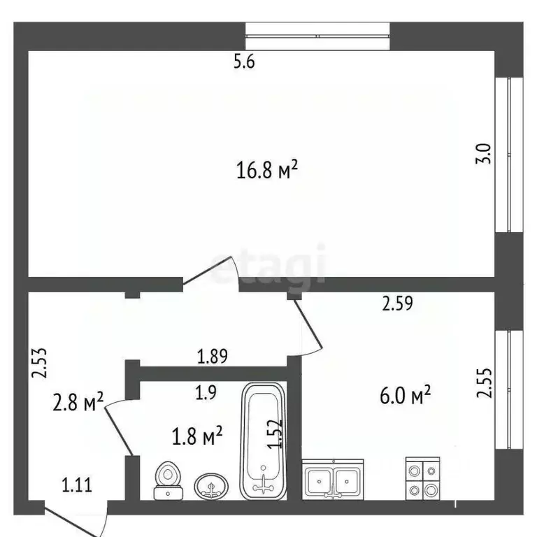 1-к кв. Калужская область, Дзержинский район, Редькино с/пос, д. ... - Фото 2