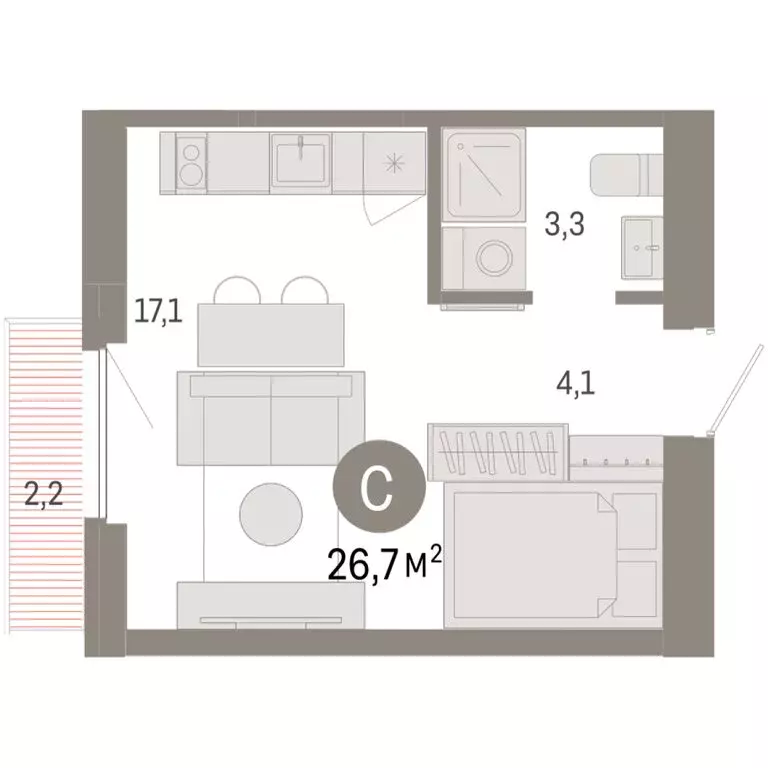 Квартира-студия: Новосибирский район, рабочий посёлок Краснообск, 3-й ... - Фото 2
