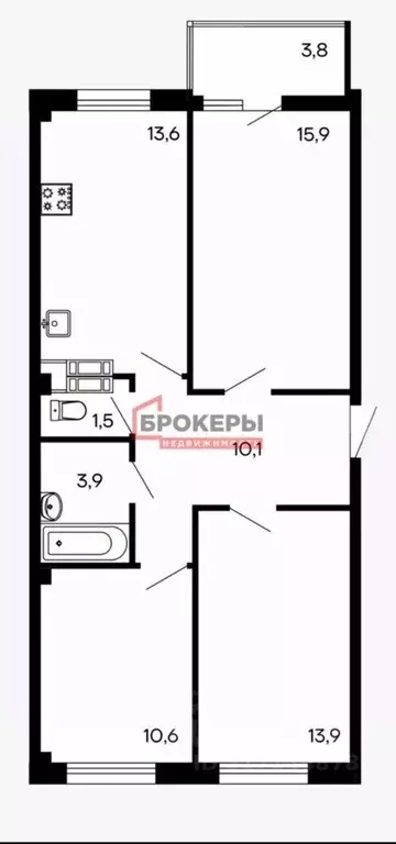 3-к кв. Севастополь ул. Токарева, 3 (73.3 м) - Фото 0