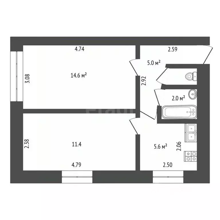 2-к кв. Владимирская область, Ковров Набережная ул., 10А (39.5 м) - Фото 2