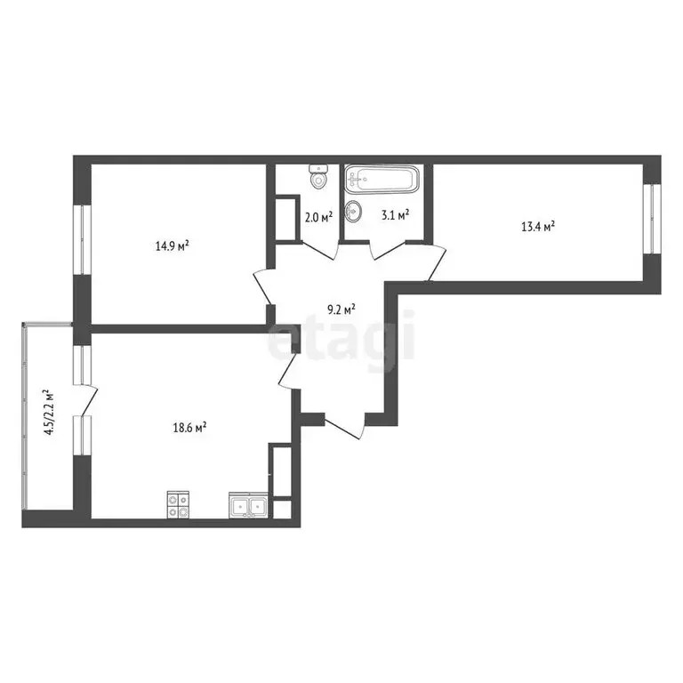 2-комнатная квартира: Краснодар, Домбайская улица, 55к5 (63 м) - Фото 0