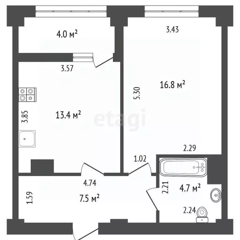 1-к кв. Ставропольский край, Ессентуки ул. Буачидзе (43.0 м) - Фото 1