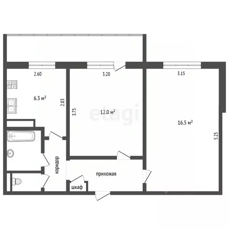 2-к кв. Белгородская область, Белгород ул. Буденного, 3 (44.0 м) - Фото 2