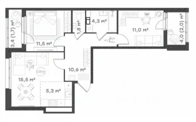 2-к кв. Ярославская область, Ярославль Тутаевское ш., 93Б (63.7 м) - Фото 1