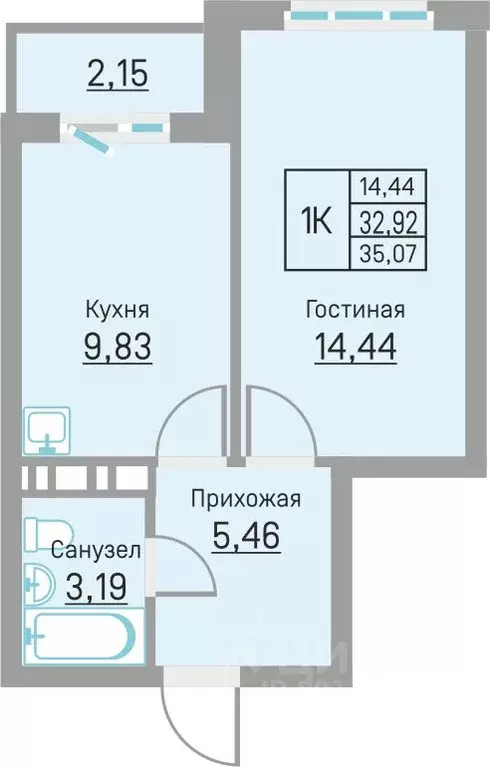 1-к кв. Пермский край, д. Кондратово ул. Водопроводная, 6/4 (35.07 м) - Фото 0