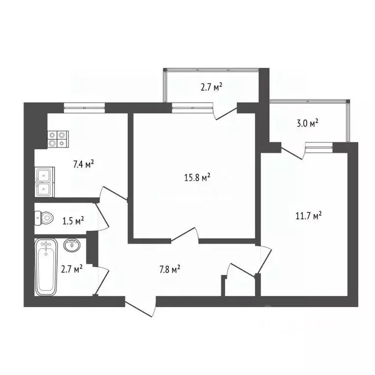 2-к кв. Крым, Евпатория ул. Чапаева, 47 (47.2 м) - Фото 2