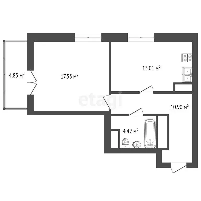 2-комнатная квартира: Ялта, Бакунинский проезд, 13 (51 м) - Фото 1