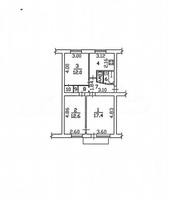 3-к. квартира, 59,2 м, 4/5 эт. - Фото 0