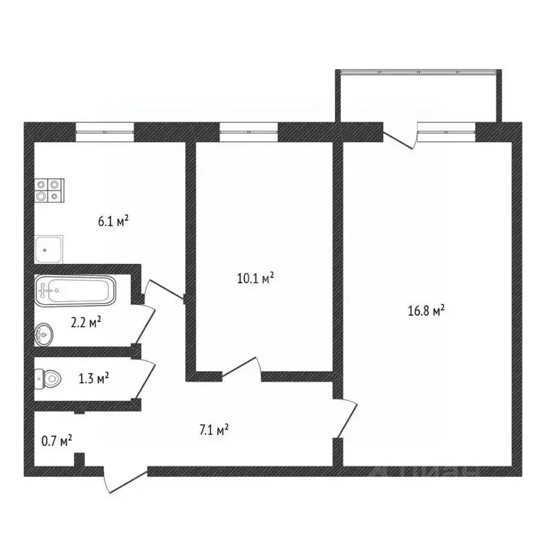 2-к кв. Нижегородская область, Нижний Новгород ул. Раевского, 19 (44.3 ... - Фото 2