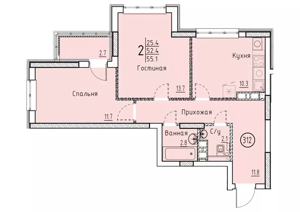 Квартира-студия: Энгельс, ул. Марины Расковой (55.1 м) - Фото 0