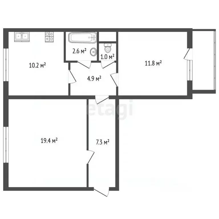 2-к кв. Санкт-Петербург просп. Культуры, 19 (57.2 м) - Фото 2