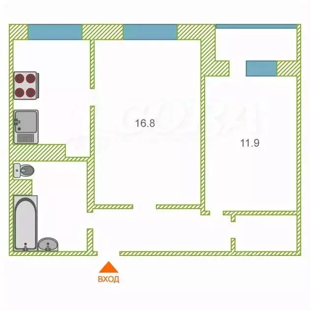 2-к кв. Тюменская область, Тюмень Ямская ул., 73к2 (50.0 м) - Фото 1