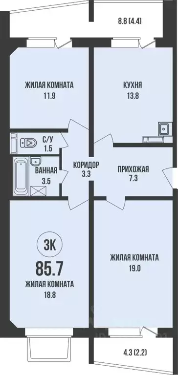3-к кв. Новосибирская область, Новосибирск ул. Декоративный Питомник, ... - Фото 1