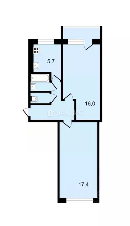 2-к кв. Липецкая область, Липецк ул. М. Горького, 9 (47.7 м) - Фото 1