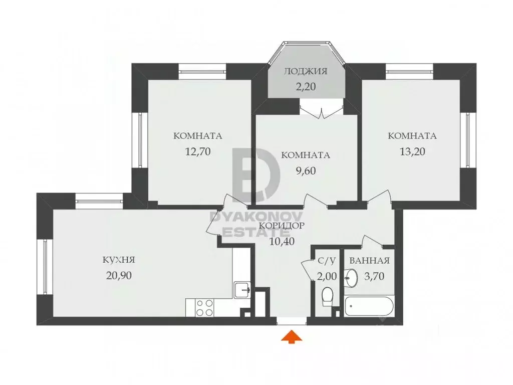 3-к кв. Санкт-Петербург ул. Дыбенко, 3 (72.5 м) - Фото 2