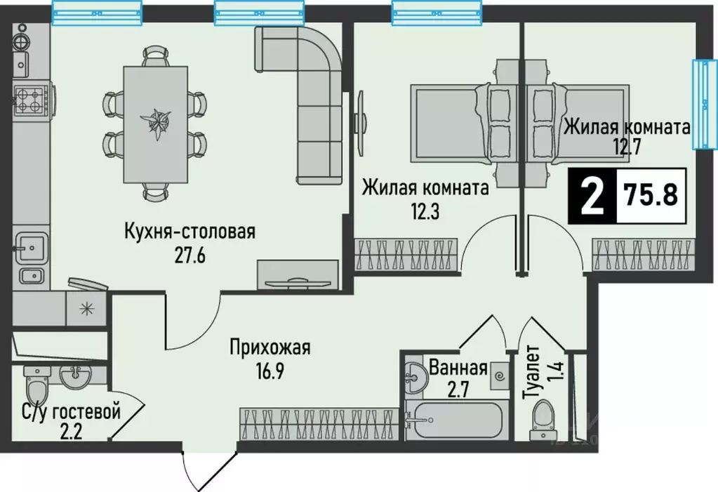 2-к кв. Ставропольский край, Железноводск городской округ, пос. ... - Фото 1