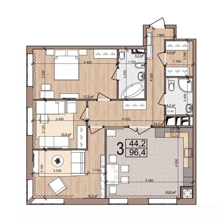 3-комнатная квартира: Рязань, Московский район, 4-й Мервинский проезд, ... - Фото 1