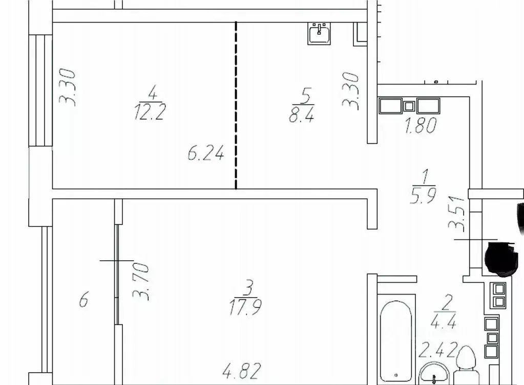 2-к кв. Иркутская область, Иркутск ул. Лызина, 9 (53.4 м) - Фото 2